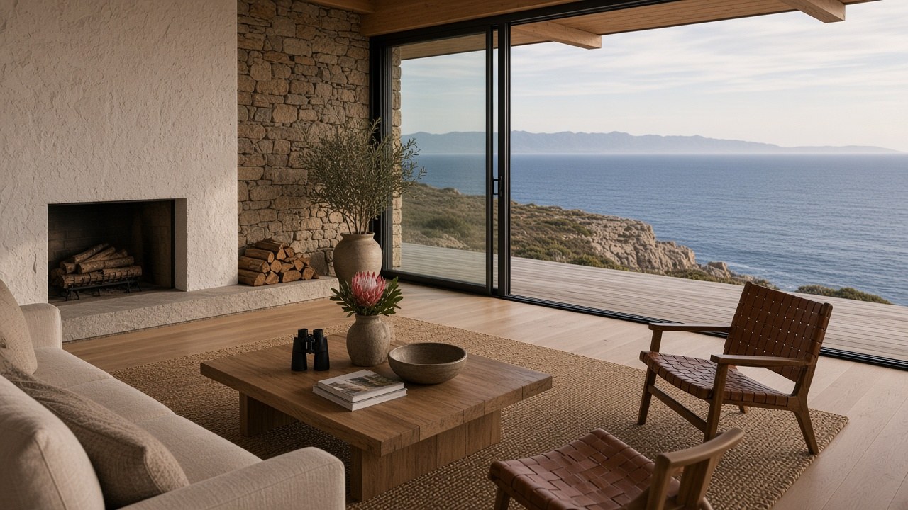 Sample stay living room with sea views